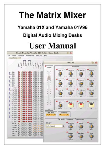 Yamaha 01X and 01V96 Matrix Mixer User Manual - cover page