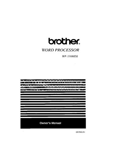 Brother WP-330MDS Word Processor Owner's Manual - cover page