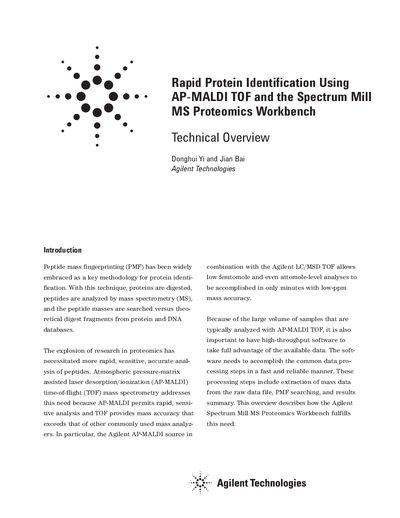 Agilent Spectrum Mill MS Proteomics Workbench Technical Overview - cover page