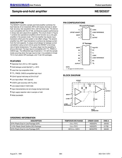 Philips Semiconductors NE/SE5537 Data Sheet - cover page