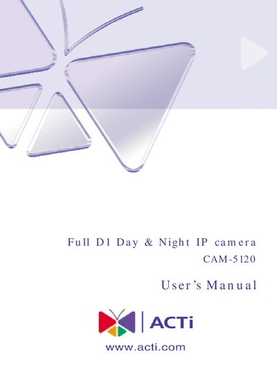 ACTi CAM-5120 Full D1 Day Night IP Camera User Manual - cover page