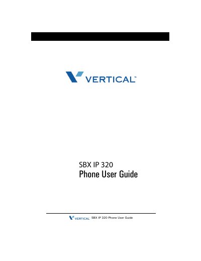 Vertical Communications SBX IP 320 Phone User Guide - cover page