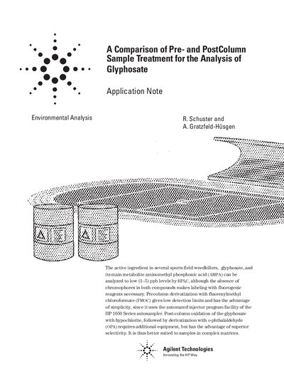 Agilent HP 1050 Series Application Note: Comparison of Pre- and Post-Column Sample Treatment for Glyphosate Analysis - cover page