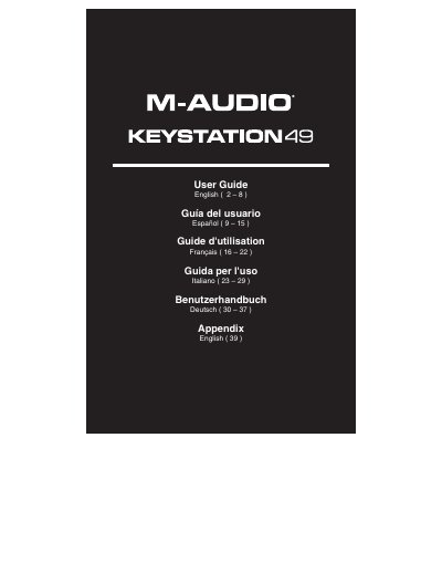 M-Audio Keystation 49 Keyboard User Guide - cover page