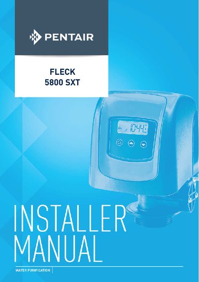 Fleck 5800 SXT Water Softener Controller Installer Manual - cover page