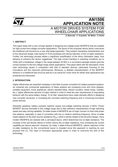 AN1506 Application Note: Motor Drive System for Wheelchair Applications