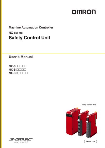 Omron NX-series Safety Control Unit User Manual - cover page