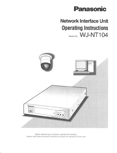 Panasonic WJ-NT104 Network Interface Unit Operating Instructions - cover page