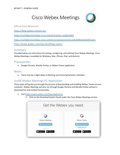 Cisco Webex Meetings User Manual - cover page
