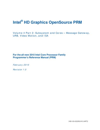Intel HD Graphics OpenSource Programmer's Reference Manual - cover page