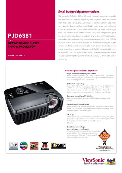 ViewSonic PJD6381 Projector User Manual - cover page