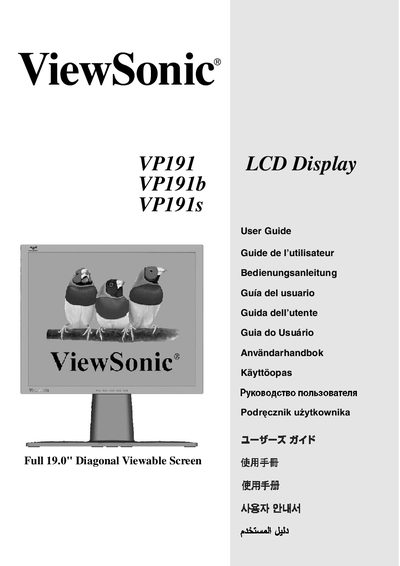 ViewSonic VP191/VP191b/VP191s display Manual