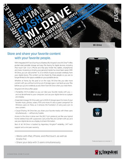 Kingston Wi-Drive Product Leaflet - cover page