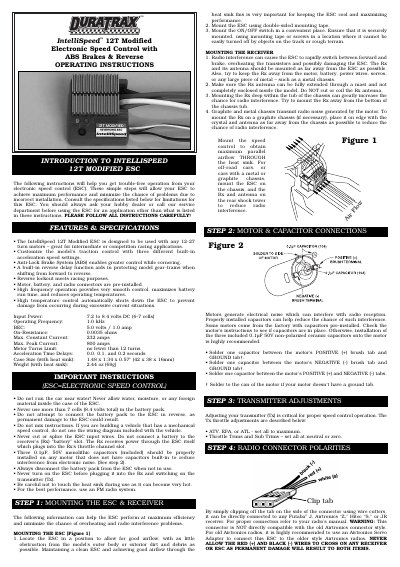 Duratrax IntelliSpeed 12T Modified ESC Operating Instructions - cover page