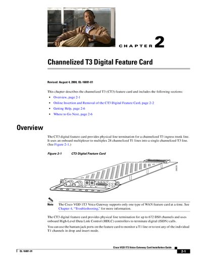 Cisco CT3 Digital Feature Card Installation Guide - cover page