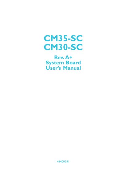 CM35‑SC / CM30‑SC System Board User Manual - cover page