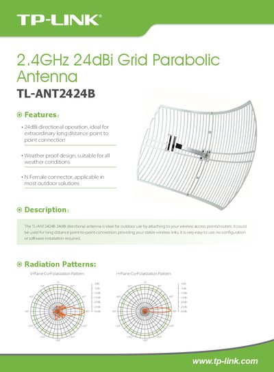 TP-Link TL-ANT2424B 2.4GHz 24dBi Grid Parabolic Antenna User Guide - cover page
