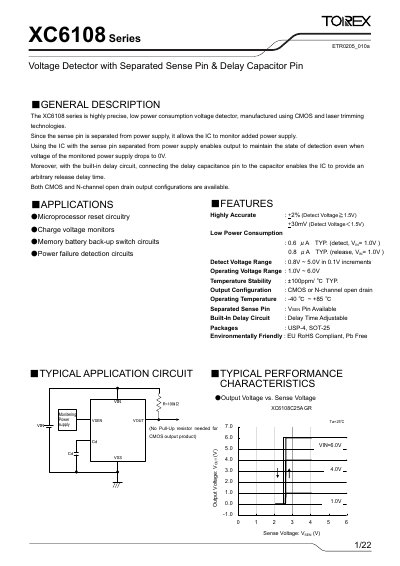 Torex XC6108 Series Voltage Detector Datasheet - cover page