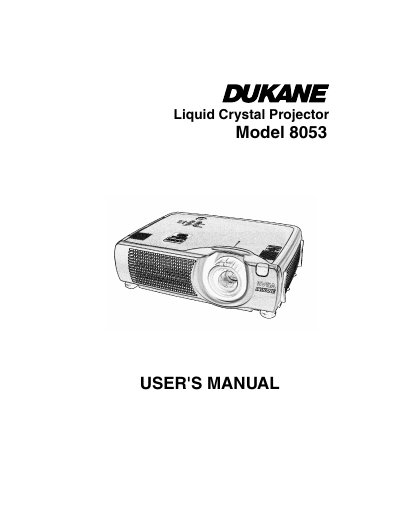 Dukane Model 8053 Liquid Crystal Projector User's Manual - cover page