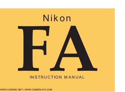 Nikon FA Camera Instruction Manual - cover page