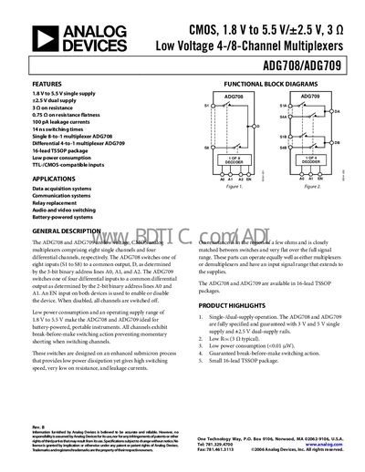 Analog Devices ADG708/ADG709 Datasheet - cover page
