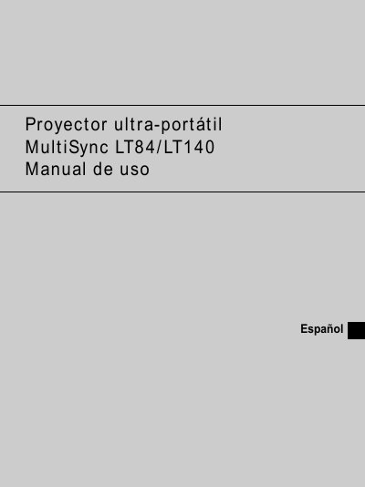 NEC LT140 Remote Control User Manual - cover page