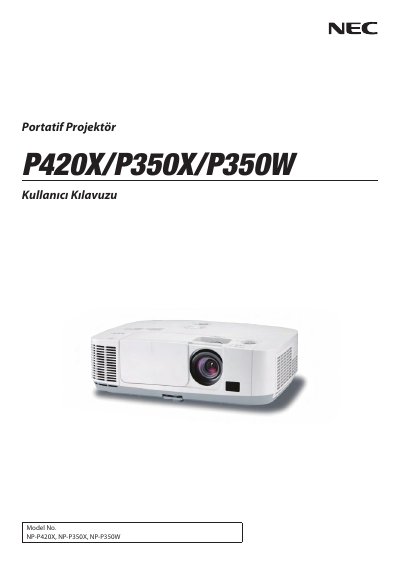NEC P420X/P350X/P350W Projector User Manual - cover page