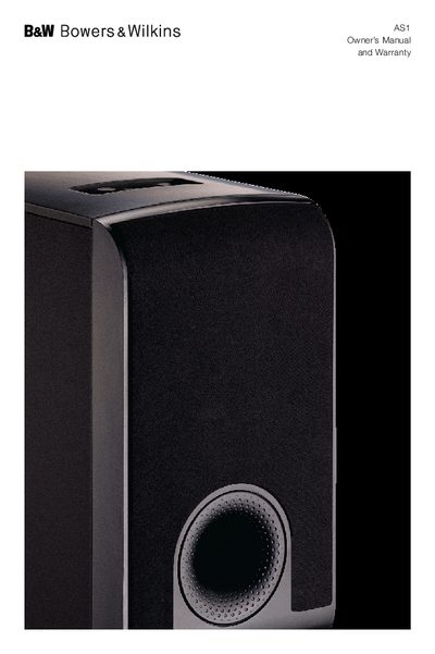 Bowers & Wilkins AS1 Active Subwoofer Owner's Manual and Warranty - cover page