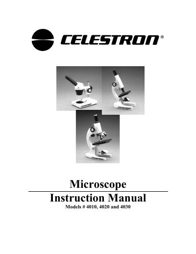 Celestron Models 4010/4020/4030 Microscope Instruction Manual - cover page