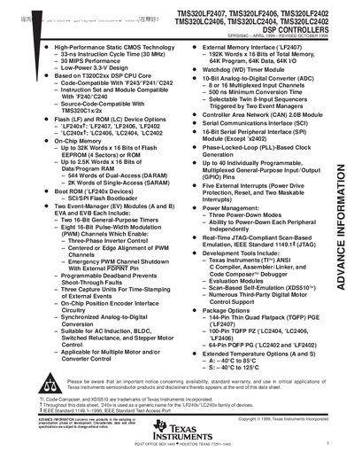 TEXAS INSTRUMENTS TMS320LC2406 TMS320LC2404 TMS320LC2402handbook - cover page
