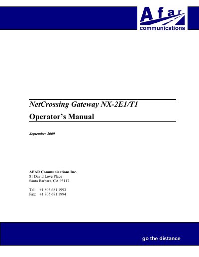 AFAR Communications NX-2E1/T1 Operator’s Manual - cover page