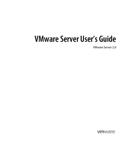 VMware Server 2.0 User's Guide - cover page