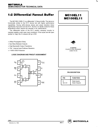 MOTOROLA MC10EL13 MC100EL11 Manual(1) - cover page