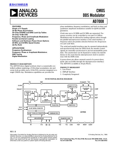 ANALOG DEVICES AD7008 handbook - cover page