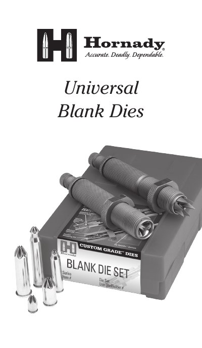 Hornady Universal Blank Dies Instructions - cover page