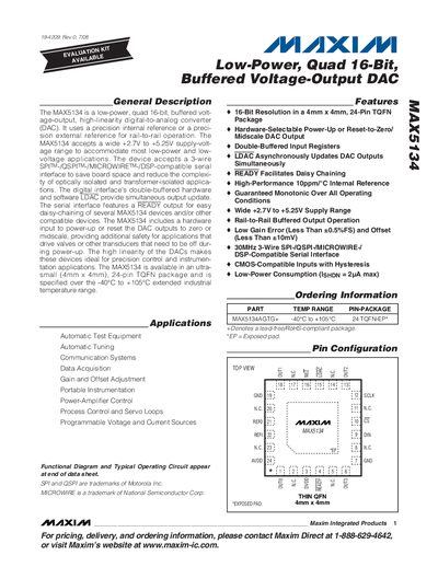 Maxim MAX5134 DAC Datasheet - cover page