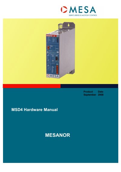 MESA Automation MSD4 Servo Amplifier Hardware Manual - cover page
