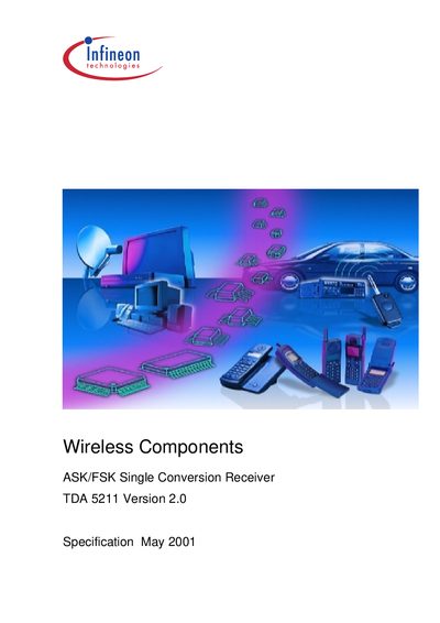 Infineon TDA 5211 ASK/FSK Single Conversion Receiver Specification - cover page