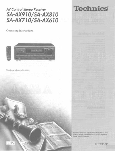 Technics SA-AX910 AV Control Stereo Receiver Operating Instructions - cover page
