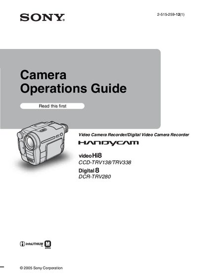 SONY CCD-TRV138/TRV338 DCR-TRV280 operating instructions - cover page