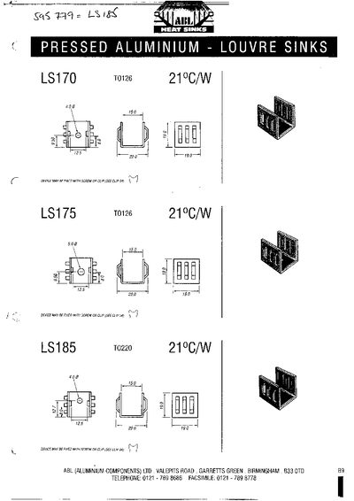 ABL LS170 LS175 LS185 Heat Sinks Product Leaflet - cover page