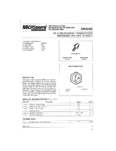 Mic Products 2N4440 Datasheet - cover page