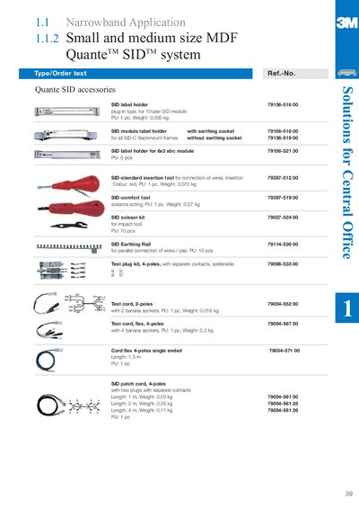 3M Quante SID Accessories Handbook - cover page