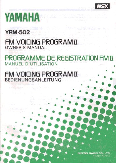 YAMAHA YRM-520 FM VOICING PROGRAMII OWNER'S MANUAL - cover page