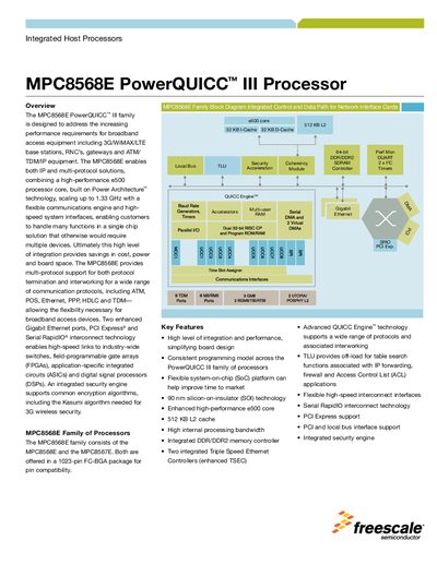 Freescale MPC8568E PowerQUICC III Processor Datasheet - cover page