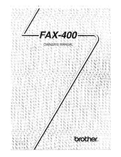 Brother FAX-400 Fax Machine User Manual - cover page