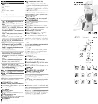 Philips HR1727/1724/1721/1720 Blender User Manual - cover page