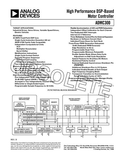 Analog Devices ADMC300 Motor Controller Manual - cover page