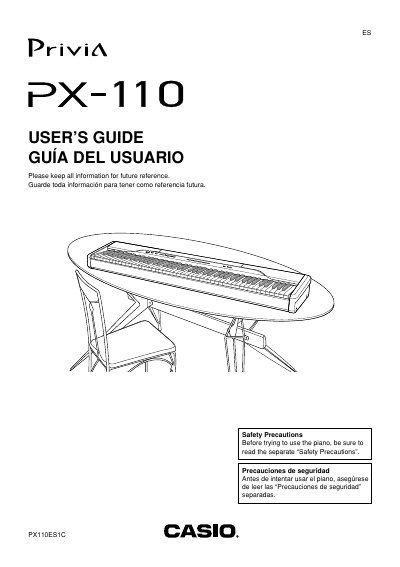 Casio PX-110 Digital Piano User's Guide - cover page