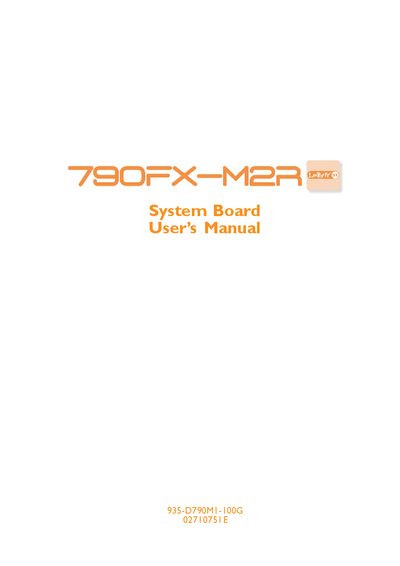 DFI 790FX-M2R Motherboard User Manual - cover page